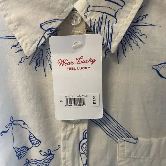 Lucky Brand Women's Coastal Printed Vacation Button Down Shirt Size Small NWT - Picture 4 of 9